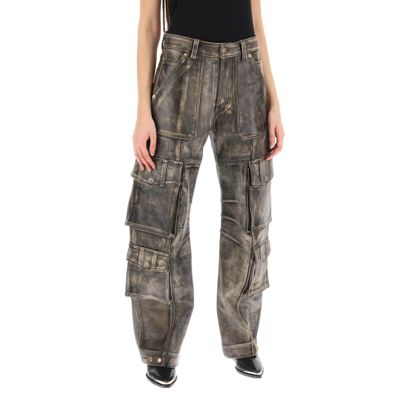 irin cargo pants in vintage-effect nappa leather