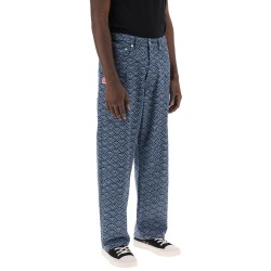 monkey workwear jeans with seigaiha print