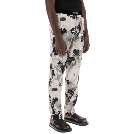 pajama pants in floral silk