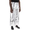 laminated leather pants with folded hem