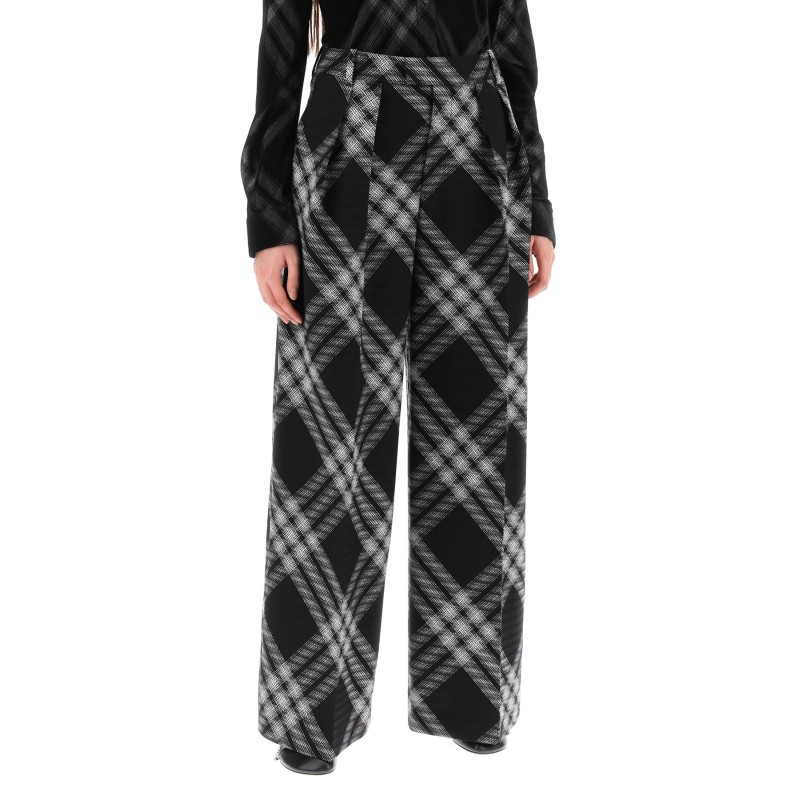 double pleated checkered palazzo pants