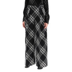 double pleated checkered palazzo pants