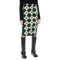 "knitted diamond pattern midi skirt