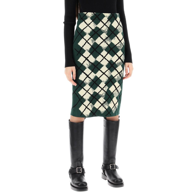 "knitted diamond pattern midi skirt