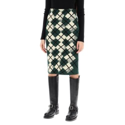 "knitted diamond pattern midi skirt