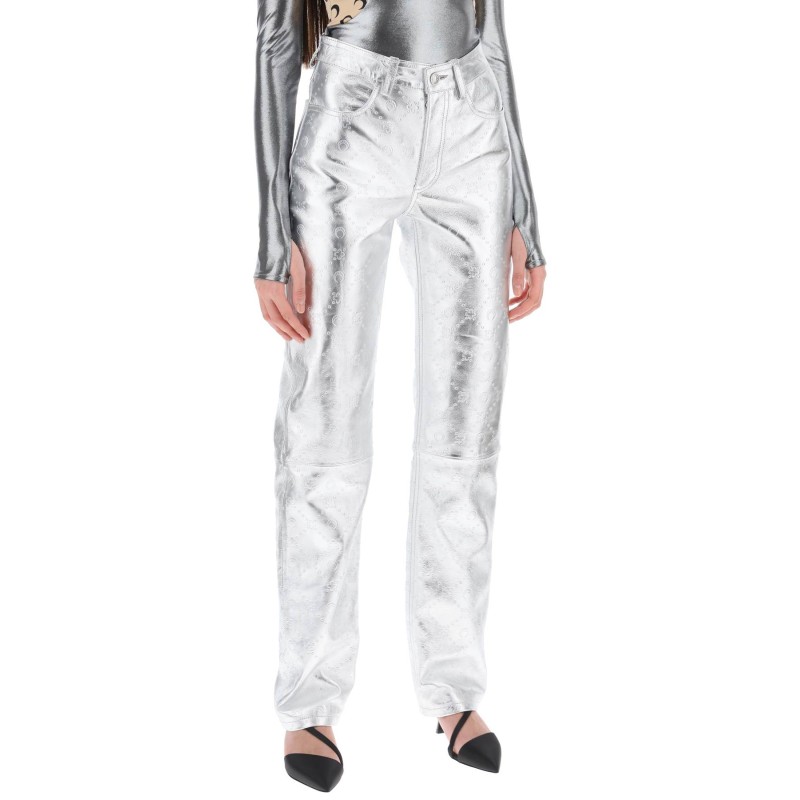 moonogram pants in laminated leather