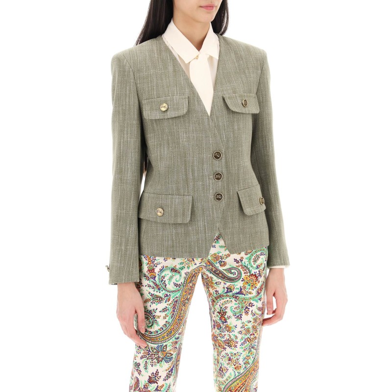 fitted jacket with padded shoulders