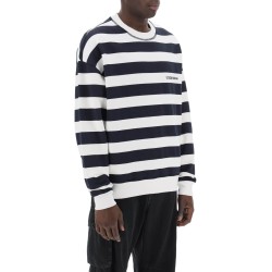 striped sweatshirt with embroidered logo