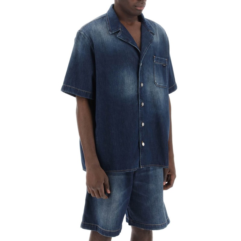 denim chambray bowling shirt