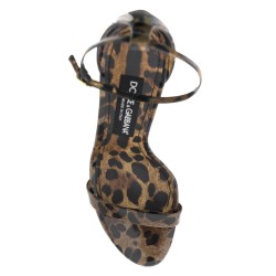 leopard print glossy leather sandals