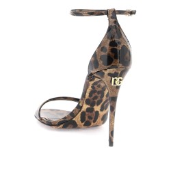 leopard print glossy leather sandals