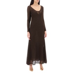 long knitted lurex perforated dress