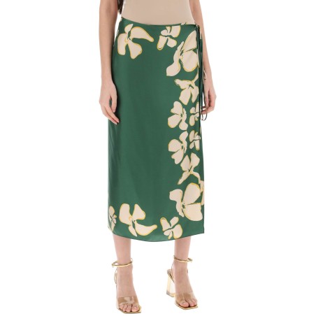 's silk floral wrap skirt