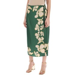 's silk floral wrap skirt