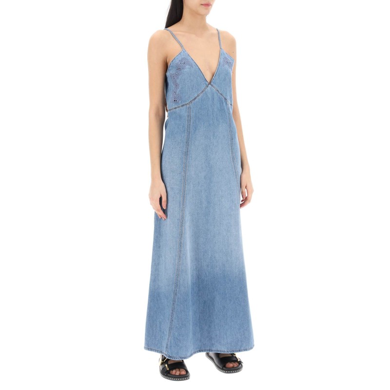 denim maxi dress for women