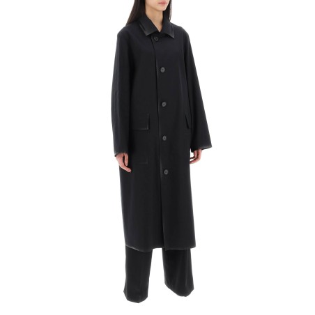 cotton coat with laminated trim details