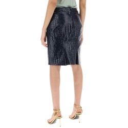 crocodile effect leather skirt