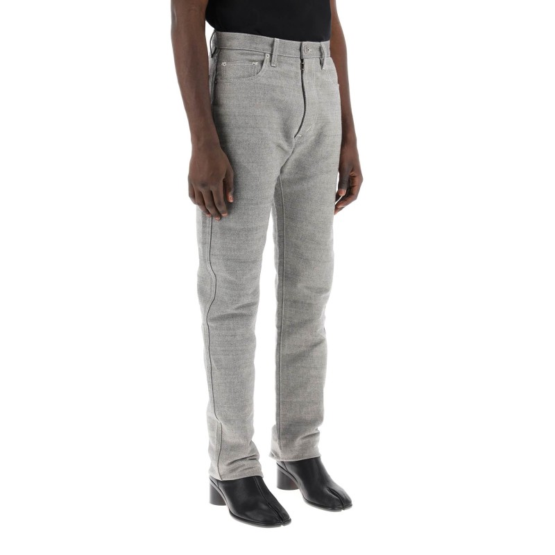 five-pocket trousers in mélange effect canvas