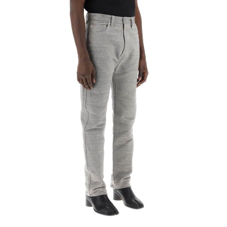 five-pocket trousers in mélange effect canvas