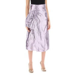 'metallic satin midi wrap skirt with