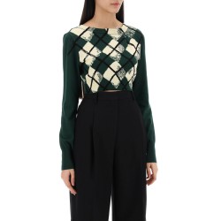 "cropped diamond pattern pullover