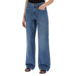 high-waisted cargo style jeans in