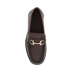 embossed leather loafers with g