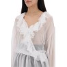 silk chiffon blouse with ruffles.