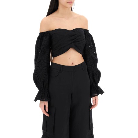 off-shoulder top with sangallo