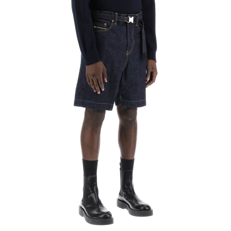 denim bermuda shorts with removable belt