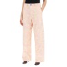 "rose print canvas workwear pants"