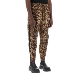 leopard print nylon jogger pants for