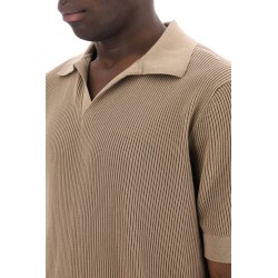 cotton ribbed perforated polo shirt