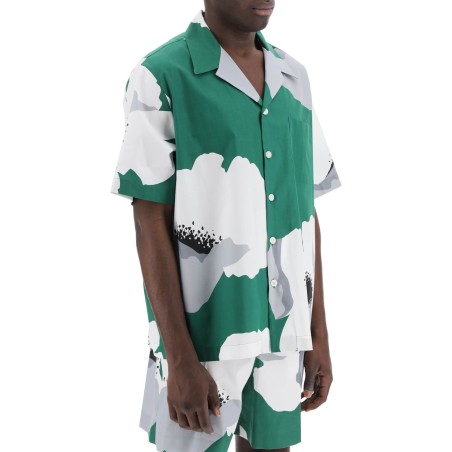 "flower portrait print poplin bowling shirt"