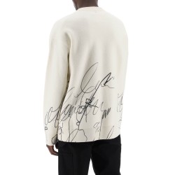 scribble print wool cotta pullover