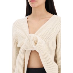 ribbed sweater with tieable closure