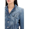 denim jacket with harness details