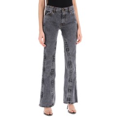 hook-and-eye flared jeans