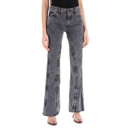 hook-and-eye flared jeans