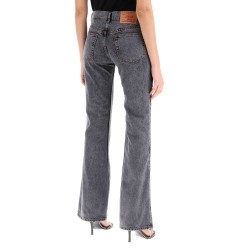 hook-and-eye flared jeans