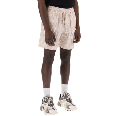 stripe technical poplin bermuda shorts with logo

"striped