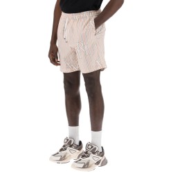 stripe technical poplin bermuda shorts with logo

"striped