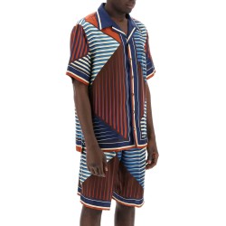 "geometric pattern bowling shirt with