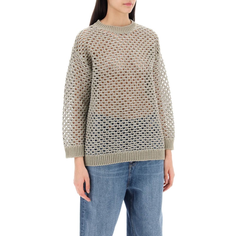 "mesh knit pullover with sequins embell