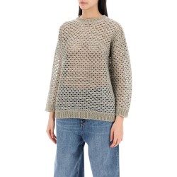 "mesh knit pullover with sequins embell