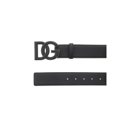 leather belt with dg logo buckle