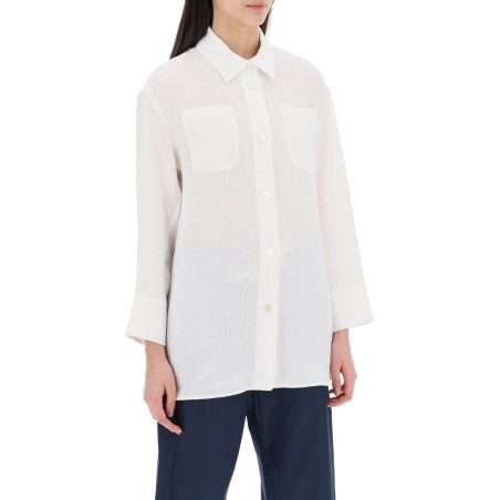 daria linen shirt with three-quarter sleeves