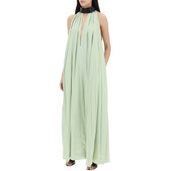 maxi dress with leather buckle detail