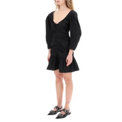 mini poplin dress with curved sleeves