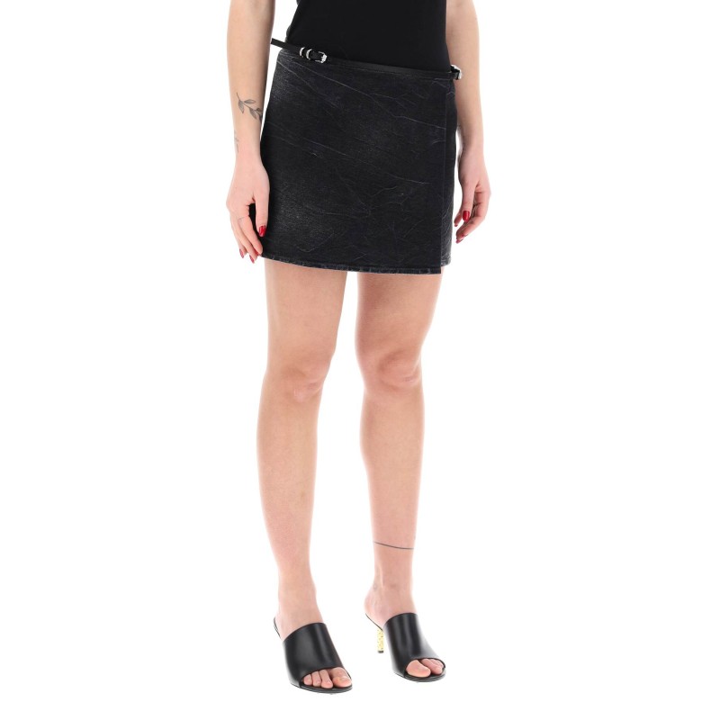 voyou denim wrap mini skirt with